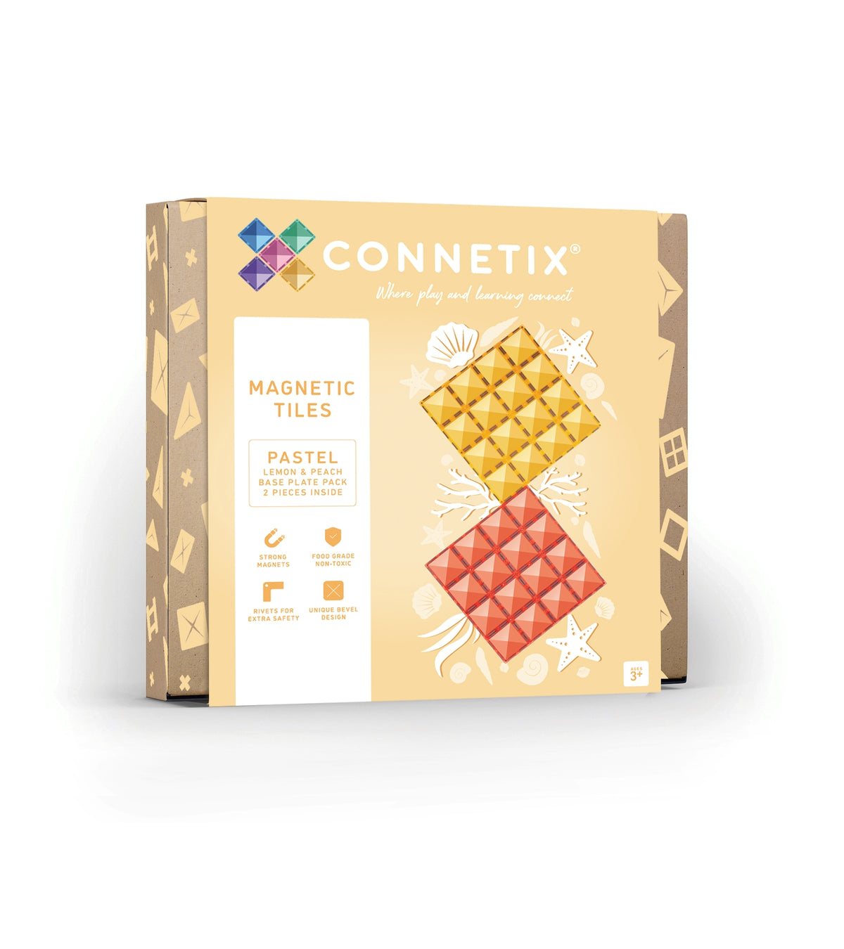 CONNETIX | 2 Piece Pastel Base Plate Pack - Lemon & Peach