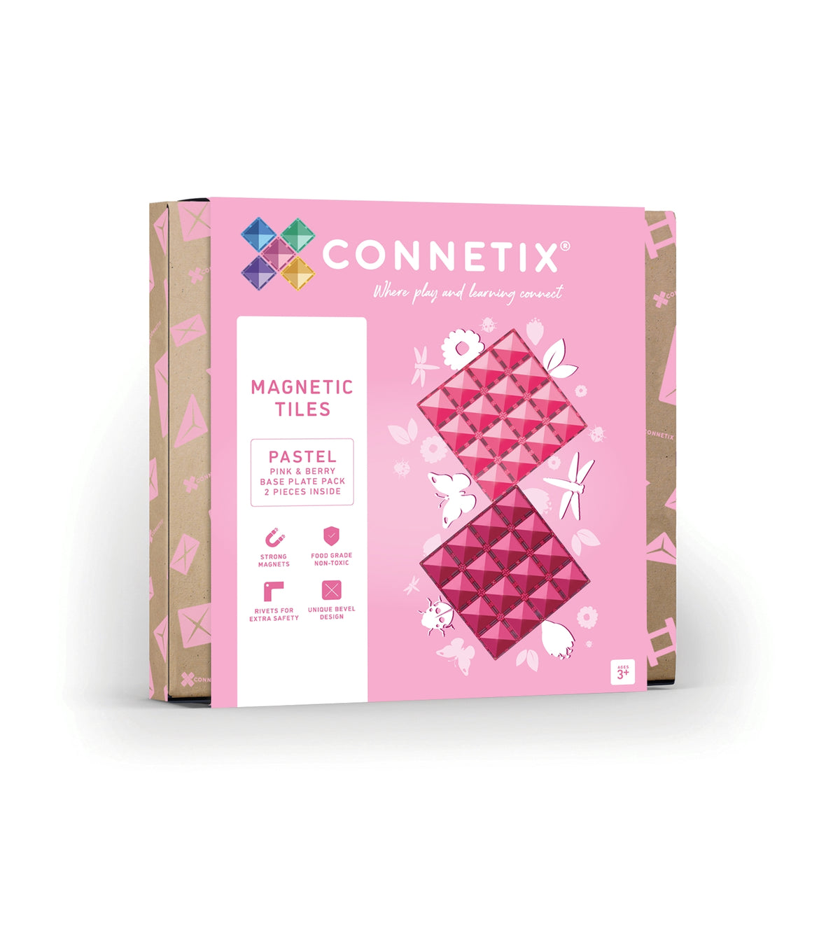 CONNETIX | 2 Piece Pastel Base Plate Pack - Pink & Berry