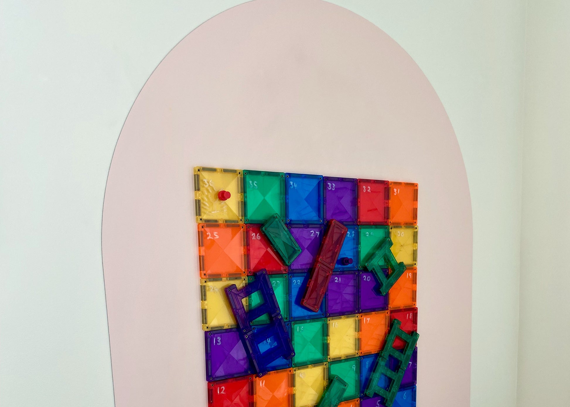 Blush Pink Decal with magnetic tiles for snakes and ladders