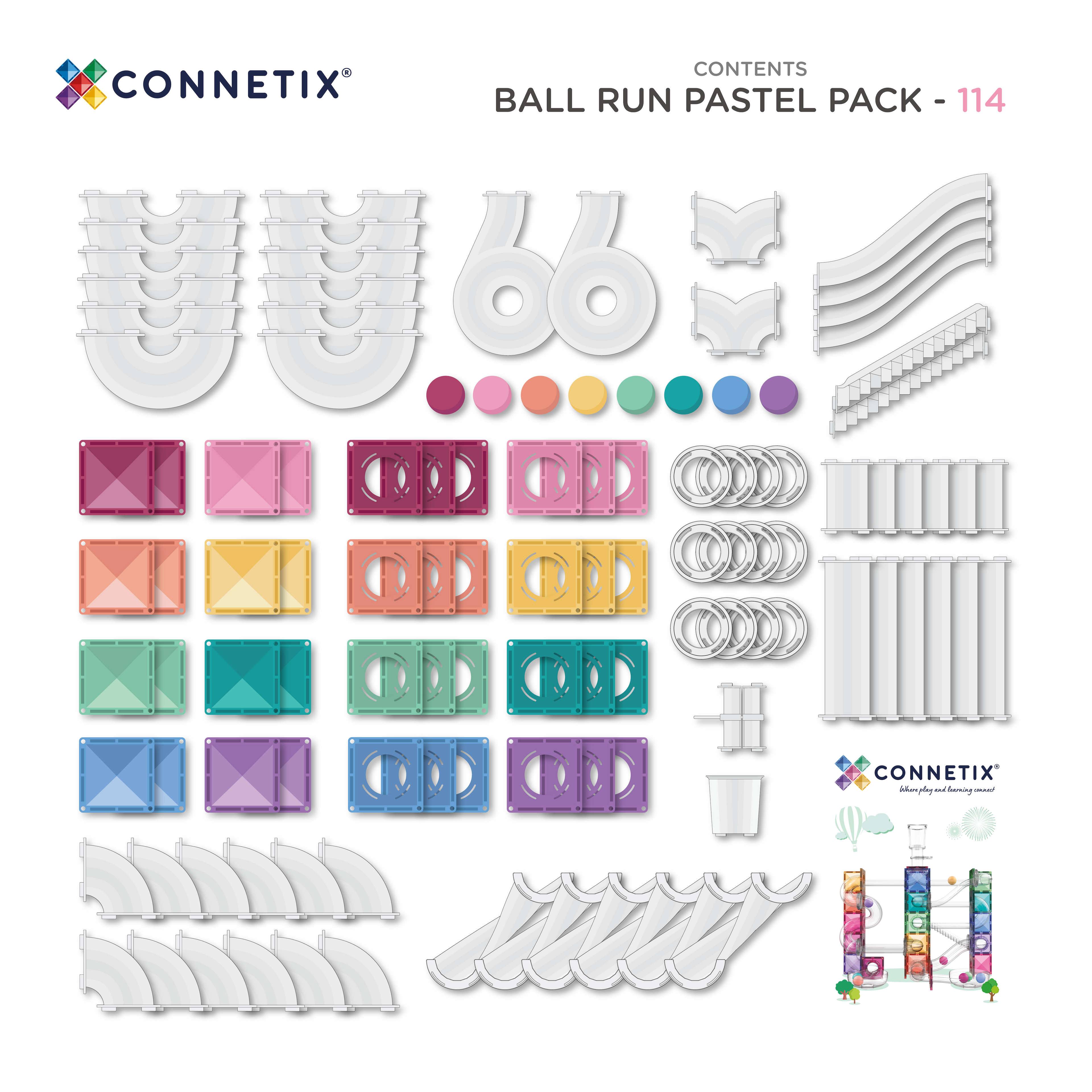 CONNETIX | 114 Piece Pastel Ball Run Pack